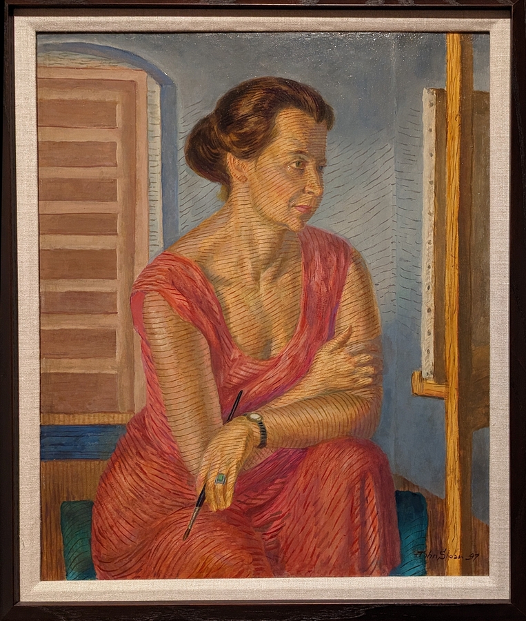 2023-05-11 r570 Helen at the Easel (casein tempera underpaint, oil-varnish on panel, 1947, 1950), John Sloan; Delaware Museum of Art.jpg