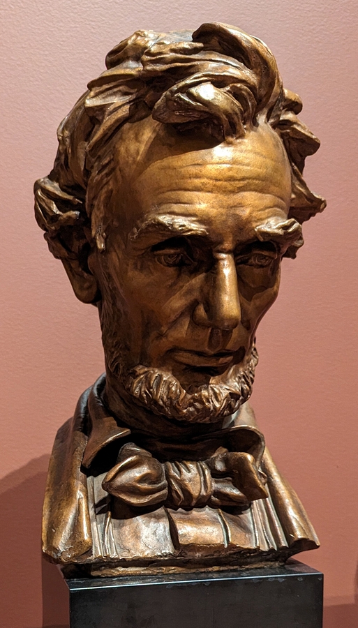 2023-05-11 s508 Head of Abraham Lincoln (bronze, marble base, 1884-1888, cast ~1923), Augustus Saint-Gaudens; Delaware Museum of Art.jpg