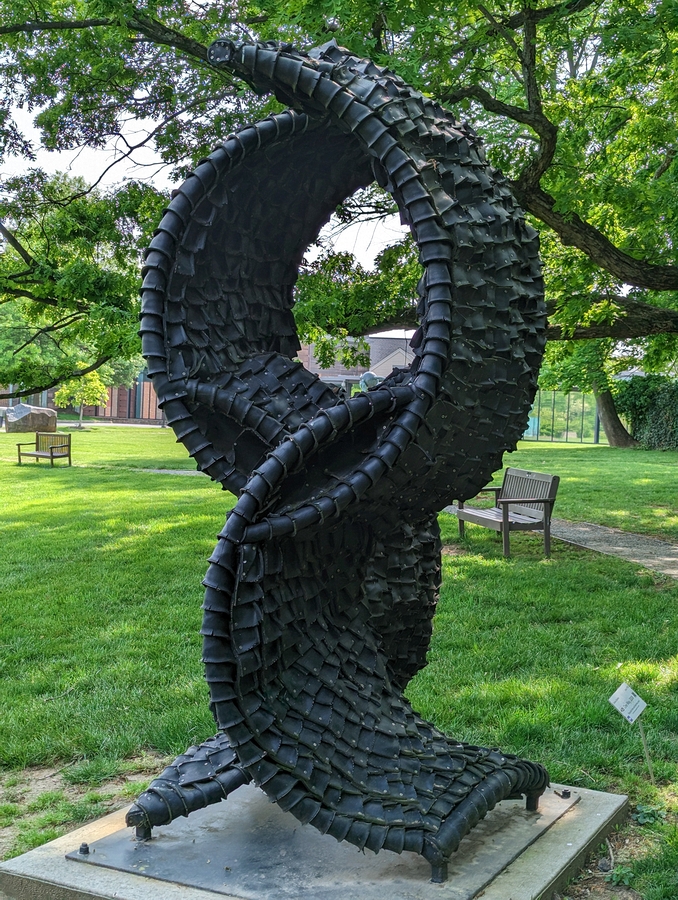 2023-05-11 s612 One Way (recycled tires and stainless steel, 2008), Chakaia Booker; Delaware Museum of Art.jpg